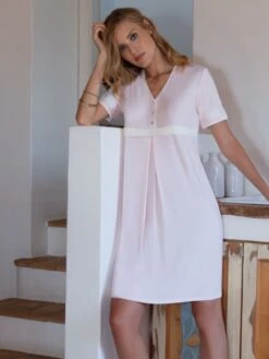 Modal Nachthemd SUMMER ROSA No. 2 Rosé-creme Von Chiara Fiorini -MAISON LEJABY Verkaufsgeschäft nachthemd rosa modal cfl2112 chiara fiorini 1