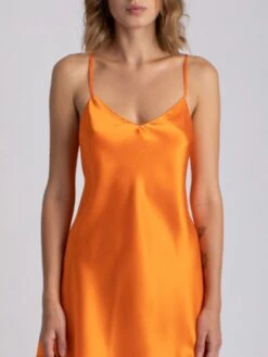 100% Seide Nachthemd CAROLINE Klassisch Von Vivis -MAISON LEJABY Verkaufsgeschäft nachthemd seide caroline v00003 mandarine orange vivis 1 2