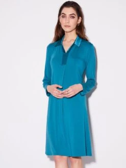 Modal Nachthemd PAVONE Mit Seidenkragen Von Chiara Fiorini -MAISON LEJABY Verkaufsgeschäft nachtkleid langarm modal seide pavone cf1310 chiara fiorini 1