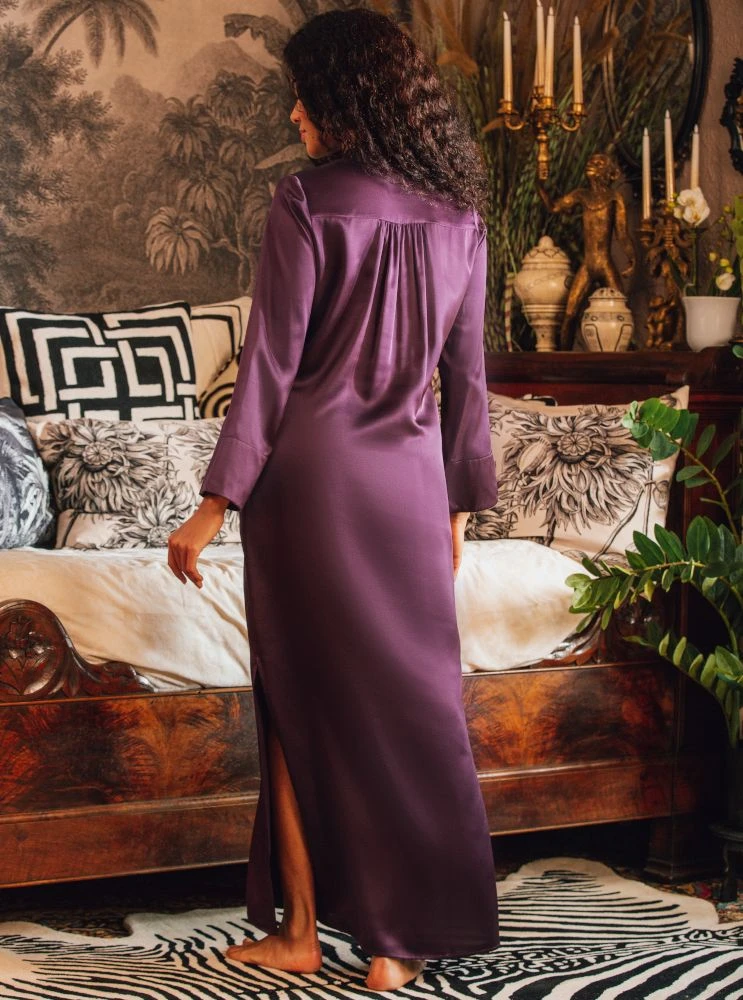 Langarm Nachtkleid 100% Seide POLLY Lang Satin Marjolaine 7 Langarm Nachtkleid 100% Seide POLLY Lang Satin Marjolaine - Image 5