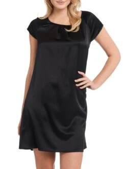Seide Kurzarm Nachtkleid SEDUZIONE DI SETA Uni Von Gattina -MAISON LEJABY Verkaufsgeschäft nachtkleid seide schwarz 381423 seduzione di seta gattina 8