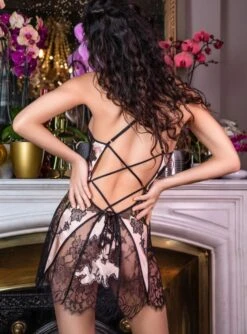 Seide Neglige NYMPHE No. 3 Kurz Exklusiv Marjolaine -MAISON LEJABY Verkaufsgeschäft neglige nymphe boudoir noir 4nym0103 marjolaine 3 1 1