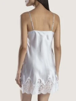 100% Seide Negligé SOIE D´AMOUR Von Aubade -MAISON LEJABY Verkaufsgeschäft negligee seide silber ms40 soie d amour aubade 2