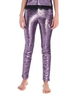 Pailletten Leggings STELLA PANTS Lila Von Room 24 -MAISON LEJABY Verkaufsgeschäft pailetten hose stella 21952 lila room24 3