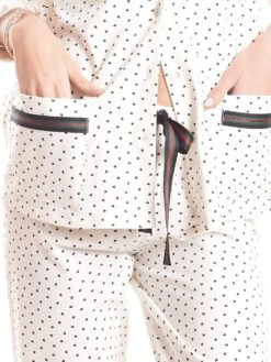 Baumwolle Pyjama HEARTS Weiss-schwarz Von Fiori Di Chiara -MAISON LEJABY Verkaufsgeschäft pyjama baumwolle creme fc9126 fiori di chiara