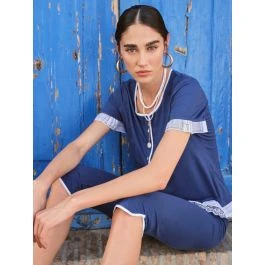 Sommer Pyjama DENIM Jeansblau Von Fiori Di Chiara 3 Sommer Pyjama DENIM Jeansblau Von Fiori Di Chiara
