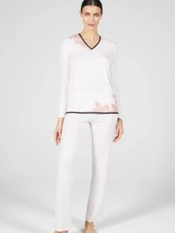 Modal Schlafanzug ANGEL Puder-rosé Von Verdiani -MAISON LEJABY Verkaufsgeschäft pyjama modal weiss 4608 verdiani donna 1