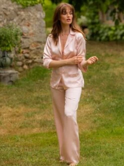 Seidenpyjama SOIE UNIE Von Marjolaine -MAISON LEJABY Verkaufsgeschäft pyjama seide soie unie 3soi5533 rosa marjolaine 1 3 1 1