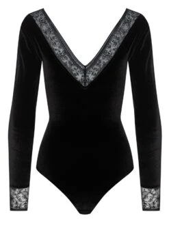 Langarm Samt-Body FLOQUI Schwarz Von Cadolle -MAISON LEJABY Verkaufsgeschäft samt body velours floqui noir 4086dj cadolle 2