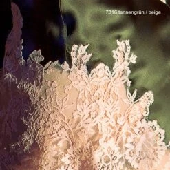 100% Seide Seidentop RARE Calais Spitze Marjolaine -MAISON LEJABY Verkaufsgeschäft seide 7316 tannengruen beige marjolaine 1 2