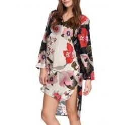 Seide-Baumwolle Longshirt FELICIA Schwarz Bunt Von Gattina