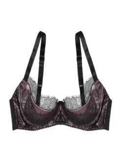 Seide Bügel-BH RAMA SOIE TOURBE Violett-schwarz Von Cadolle -MAISON LEJABY Verkaufsgeschäft seide bh soutien gorge rama soie prune 1119am cadolle 2 1 1