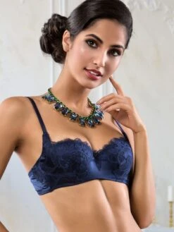 Seta Superior Stretchseide Balconette-BH VIGOROSO Von Cotton Club -MAISON LEJABY Verkaufsgeschäft seide bh vigoroso dunkelblau seta superior cotton club 2