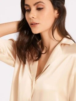 100% Seide Bluse TOI MON AMOUR Klassische Farben Von Aubade -MAISON LEJABY Verkaufsgeschäft seide bluse qs44 beige 5 toi mon amour aubade 1 1