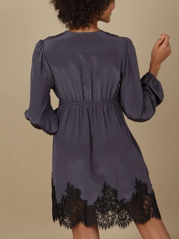 100% Crepe-Seide Blusenkleid INDISCRETE Dunkelgrau Von Marjolaine 5 100% Crepe-Seide Blusenkleid INDISCRETE Dunkelgrau Von Marjolaine - Image 3