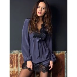 100% Crepe-Seide Blusenkleid INDISCRETE Dunkelgrau Von Marjolaine 3 100% Crepe-Seide Blusenkleid INDISCRETE Dunkelgrau Von Marjolaine