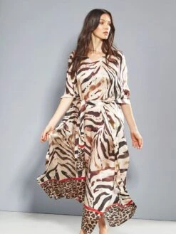 100% Seide Kaftan SELVAGGIO Von Eva B. Bitzer -MAISON LEJABY Verkaufsgeschäft seide kaftan 20312552 animalprint beige eva b bitzer 2 1