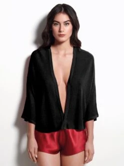 Cardigan CASHMERE SILK Von Luna Di Seta 6 Cardigan CASHMERE SILK Von Luna Di Seta -MAISON LEJABY Verkaufsgeschäft seide kaschmir cardigan schwarz l6h2104 luna di seta 1 1