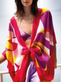 100% Seide Kimono MODERN PRINT Von Luna Di Seta -MAISON LEJABY Verkaufsgeschäft seide kimono lcg6500 fuchsia gelb luna di seta 2