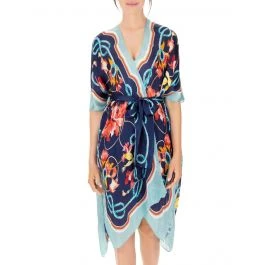 100% Seide Kimono MEDITERRANEAN GARDENS Blau-bunt Von Luna Di Seta 3 100% Seide Kimono MEDITERRANEAN GARDENS Blau-bunt Von Luna Di Seta