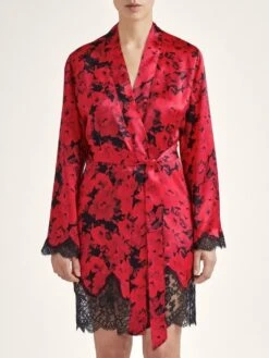 100% Seide Kimono TOI MON AMOUR Mit Print Von Aubade -MAISON LEJABY Verkaufsgeschäft seide kimono qs65 1 opera rot schwarz 4 toi moi amour aubade 2