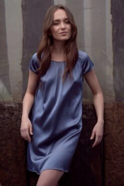 Seide Kurzarm Nachtkleid SEDUZIONE DI SETA Uni Von Gattina -MAISON LEJABY Verkaufsgeschäft seide kurzarm nachtkleid stone grey 381423 seducione di seta gattina 8 1