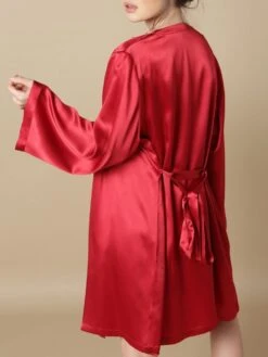 100% Seide Morgenmantel SOIE LASER Von Marjolaine -MAISON LEJABY Verkaufsgeschäft seide morgenmantel laser rot soie unie marjolaine 9 1