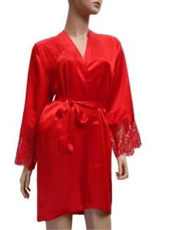 Seide Morgenmantel JARDIN Kurz Marjolaine -MAISON LEJABY Verkaufsgeschäft seide morgenmantel scharlachrot jardin 2002 marjolaine 2 1 1 1