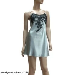 100% Seide Nachthemd BACCARAT Mit Französischer Spitze Von Marjolaine -MAISON LEJABY Verkaufsgeschäft seide nachthemd baccarat nebelgrau schwarz marjolaine 3 1
