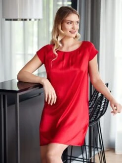 Seide Kurzarm Nachtkleid SEDUZIONE DI SETA Uni Von Gattina -MAISON LEJABY Verkaufsgeschäft seide nachtkleid scarlett 381423 gattina 2 2