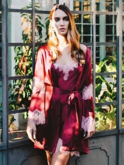 100% Seide Negligee ICONIC LACE Von Luna Di Seta -MAISON LEJABY Verkaufsgeschäft seide neglige cherry iconic lace vlst60512 luna di seta 4