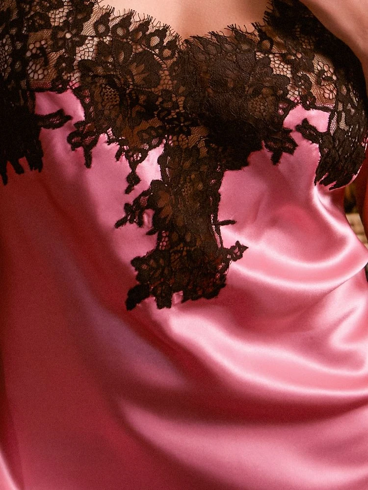 Seide Mini Combinette LYLOU Rosa-schwarz Von Marjolaine 6 Seide Mini Combinette LYLOU Rosa-schwarz Von Marjolaine - Image 4