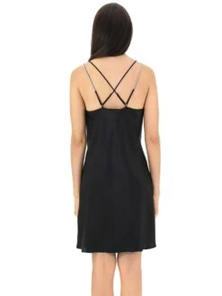 Seidennachthemd / Kleid STRASS Schwarz Von Luna Di Seta -MAISON LEJABY Verkaufsgeschäft seide neglige strass vlst60682 0031 schwarz luna di seta 2 1