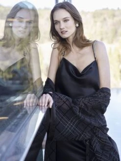 Seidennachthemd / Kleid STRASS Schwarz Von Luna Di Seta -MAISON LEJABY Verkaufsgeschäft seide neglige strass vlst60682 0031 schwarz luna di seta