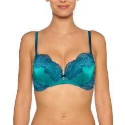 Seide Push-Up BH ADRIANA Von Millesia -MAISON LEJABY Verkaufsgeschäft seide push up bh adriana m1332 tuerkis blau millesia lingerie 2