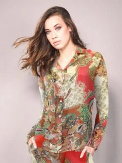 100% Seide Pyjama GRENADINE Rot Gold Von Fürstenberg 7 100% Seide Pyjama GRENADINE Rot Gold Von Fürstenberg -MAISON LEJABY Verkaufsgeschäft seide pyjama grenadine fuerstenberg 1