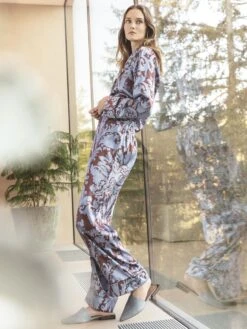 100% Seide Schlafanzug DAMASK LAVENDER Von Luna Di Seta -MAISON LEJABY Verkaufsgeschäft seide pyjama vlst60704 s215 braun blau luna di seta