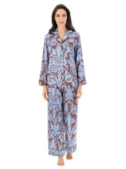 100% Seide Schlafanzug DAMASK LAVENDER Von Luna Di Seta -MAISON LEJABY Verkaufsgeschäft seide pyjama vlst60704 s215 braun blau luna di seta 3