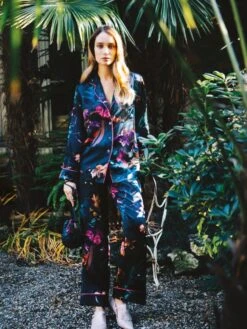 100% Seide Schlafanzug WINTER GARDEN Von Luna Di Seta -MAISON LEJABY Verkaufsgeschäft seide pyjama winter garden vlst60546 blumen luna di seta 2