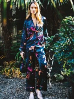 100% Seide Schlafanzug WINTER GARDEN Von Luna Di Seta -MAISON LEJABY Verkaufsgeschäft seide pyjama winter garden vlst60546 blumen luna di seta 4