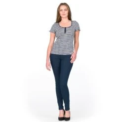 Seide-Baumwolle T-Shirt ARONA Gestreift Gattina -MAISON LEJABY Verkaufsgeschäft seide ringel top arona marine blau 81202 gattina 1 2