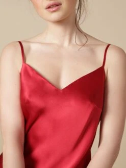 100% Seide Nachtkleid Lang SOIE ODANA Uni Marjolaine -MAISON LEJABY Verkaufsgeschäft seide rot oda odon odana soie unie marjolaine 2 1