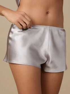 100% Seide SHORTS Soie Unie Viele Farben Marjolaine -MAISON LEJABY Verkaufsgeschäft seide shorts silber soie unie marjolaine 2