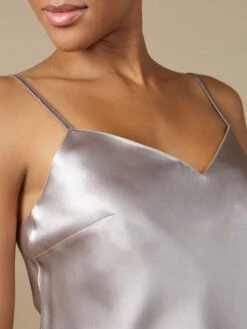 100% Seide Nachtkleid Lang SOIE ODANA Marjolaine -MAISON LEJABY Verkaufsgeschäft seide silber oda odon odana soie unie marjolaine 2 1 1