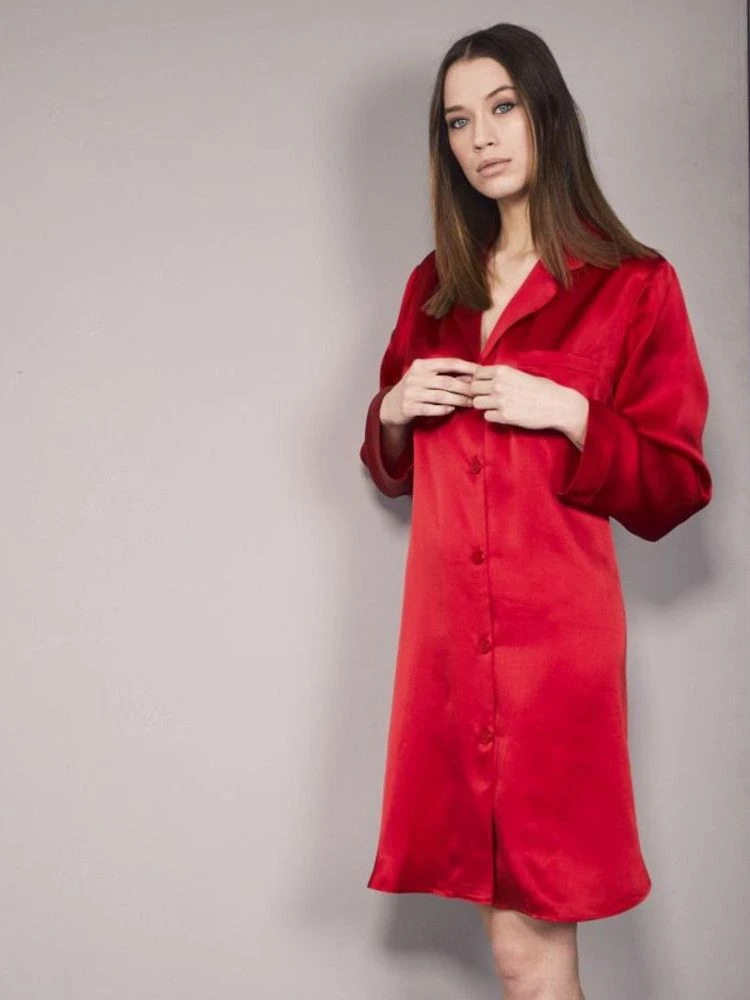 100% Seide Langarm Sleepshirt KLASSIK SATIN Von Eva B. Bitzer 7 100% Seide Langarm Sleepshirt KLASSIK SATIN Von Eva B. Bitzer - Image 5