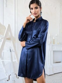 Seta Superior Seide Sleepshirt PODEROSA Cotton Club 20 Seta Superior Seide Sleepshirt PODEROSA Cotton Club -MAISON LEJABY Verkaufsgeschäft seide sleepshirt poderosa dunkelblau seta superior cotton club 2 1