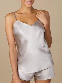 Seidentop 100% Seide ODON Von Marjolaine - Viele Farben -MAISON LEJABY Verkaufsgeschäft seide top odon silber soie unie marjolaine 2 1