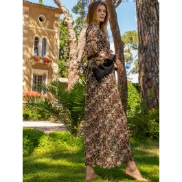 100% Seide Kleid OPHELIE Lang Mousseline Von Marjolaine 3 100% Seide Kleid OPHELIE Lang Mousseline Von Marjolaine