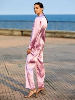 100% Seide Schlafanzug CLASSICO Von Luna Di Seta -MAISON LEJABY Verkaufsgeschäft seidenpyjama damen vlst08007 flieder luna di seta 1 1