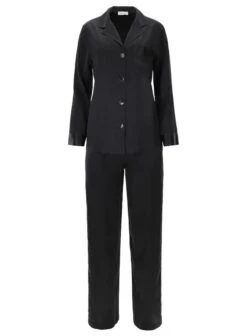 100% Seide Schlafanzug CLASSICO Von Luna Di Seta -MAISON LEJABY Verkaufsgeschäft seidenpyjama damen vlst08007 schwarz luna di seta 1 1